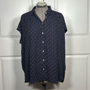 Loft Blue Casual Button Down Shirt with Classic Collar